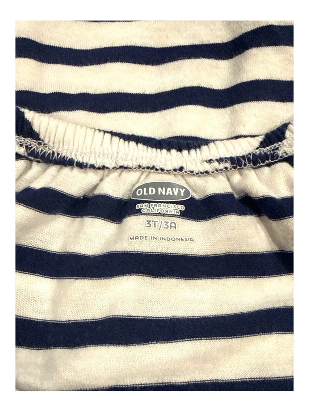 Old Navy Toddler Girls Navy White Stripe Ruffle Off-Shoulder Top Summer Size 3T